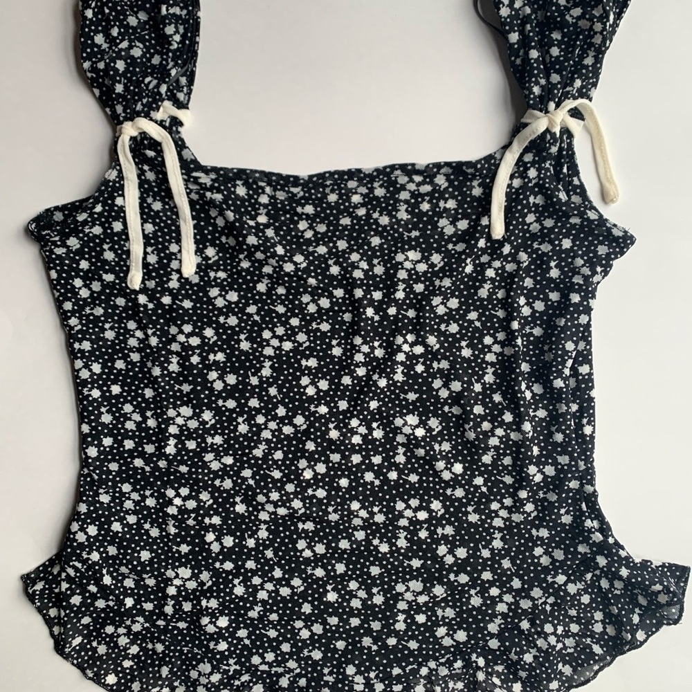 Free People Black Floral Women's Top - NWT Size L - Picture 6 of 8